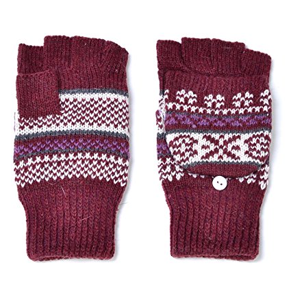 LL- Fingerless Flipover Wool Blend Womens Kids Mitten Winter Gloves Many Styles