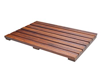 Luxury Teak Bath Mat Large Size with Non Slip Feet & Natural Mildew Resistance for a Hotel Bathmat Inside the Shower or on the Bathroom Floor! [31.5” x 19”]