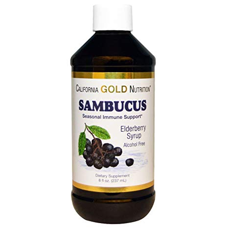 California Gold Nutrition Sambucus Organic Elderberry Syrup Alcohol Free 8 fl oz 237 ml, Alcohol-Free, Organic, CGN
