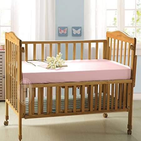 THXSILK Pure Silk Fitted Crib Sheets, Organic Crib Bedding-Ultra Soft, Smooth, 100% Top Grade Mulberry Silk, 28" x 52" x 8", Girl, Pink