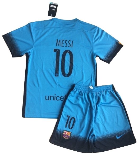 2015/2016 Messi #10 FC Barcelona Champions League Third Jersey & Shorts for Kids/Youth