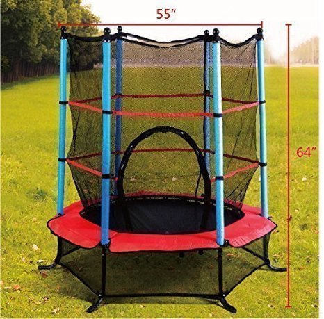 Giantex Exercise 55 Round Kids Youth Jumping Trampoline w Safety Pad Enclosure Combo