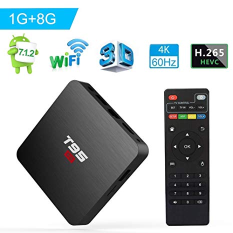 Android TV Box, TUREWELL Android 7.1 TV Box T95 S2 1GB RAM 8GB ROM Amlogic S905W Quad core 64 Bits 2.4GHz WiFi Smart TV Box 4K Media Player
