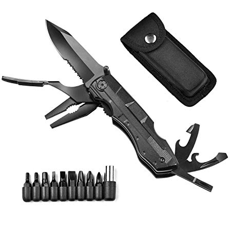 Multitool Pocket Knife Syneebear Multi-Purpose Tool Folding Knife Plier Kit Utility Knife with Blade, Saw, Plier, Screwdriver for Outdoor Survival, Camping, Survival, Fishing, Hiking, Hunting