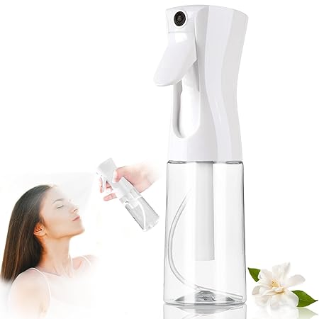 Leaflai Hair Water Bottle Spray Mister 200ml Ultra Fine Mister Spray Bottle for Hair Styling Plants Salons Cleaning Skin Care & Pets (White)