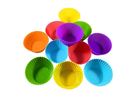 Set of 12 Silicone Colors Baking Cups, Silicone cupcake molds, Reusable muffin liners