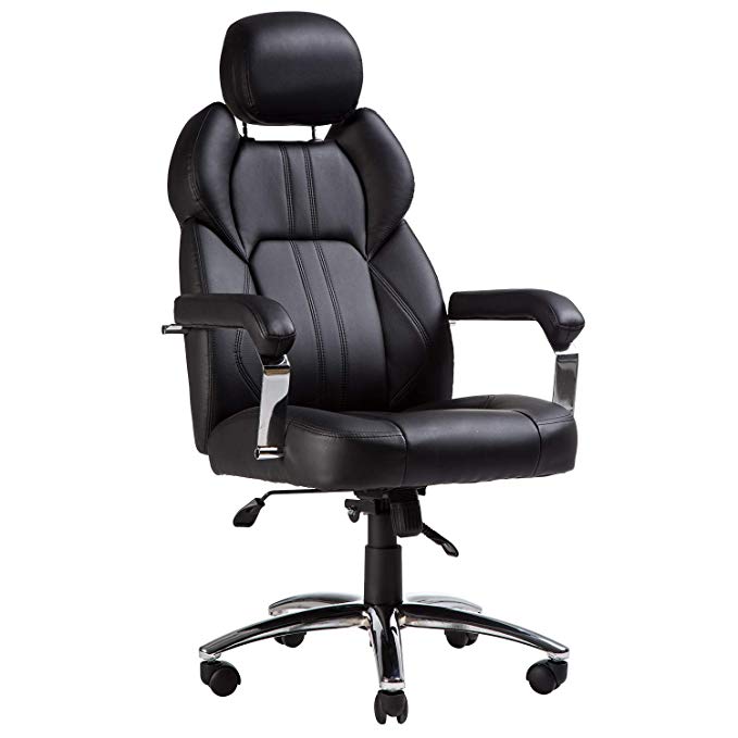 TOPSKY Executive Office Chair Large Leather Chair with Adjustable Headrest High Back New Black…