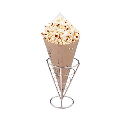 Conetek 10-Inch Eco-Friendly Finger Food Cones: Perfect for Appetizers – Food-Safe Paper Cone with Bamboo Print Styling – Disposable and Recyclable – 100-CT - Restaurantware