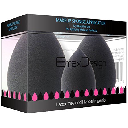 EmaxDesign 3 Pieces Makeup Blender Sponge Set, Foundation Blending Blush Concealer Eye Face Powder Cream Cosmetics Beauty Make up Sponges. latex free, non-allergenic and odour free