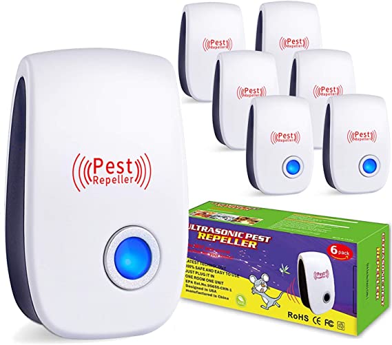 Niidor Ultrasonic Pest Repeller, 6 Packs Pest Repellent Plug in, Ultrasonic Pest Control, Indoor for Home, Bedroom, Living Room, Kitchen, Bathroom, Office, Warehouse