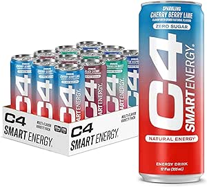 C4 Smart Energy Drinks Variety Pack, Sugar Free Performance Fuel & Nootropic Brain Booster, Coffee Substitute or Alternative, 4 Flavor Berry Breeze Variety 12 Pack