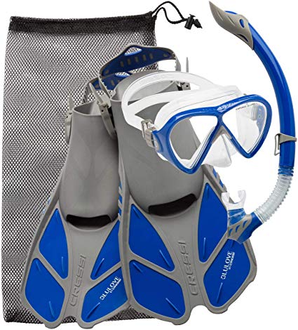 Cressi Adult Snorkeling Set (Mask, Snorkel, Adjustable Fins) Ideal for Travel - Lightweight Colorful Equipment | Bonete Set