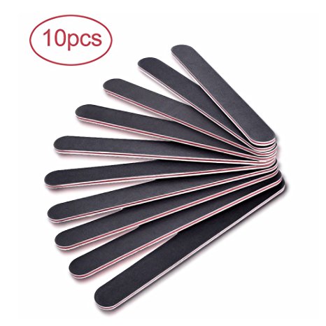 Gospire 10 PCS Double Sided Nail Files Emery Board Grit Black Gel Cosmetic Manicure Pedicure Professional-Grade Sand Paper Emery Washable
