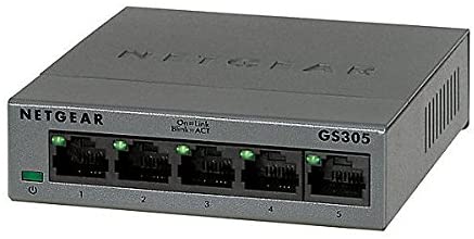 NETGEAR 5-Port Gigabit Ethernet Unmanaged Switch (GS305) - Desktop, Sturdy Metal Fanless Housing