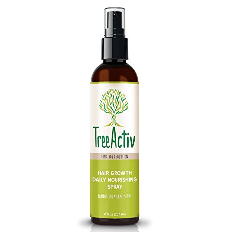 TreeActiv Hair Growth Daily Nourishing Spray | Natural Leave in Conditioner | Anti Frizz | Reduce Curly Frizzy Hair| Argan Oil | Biotin | Keratin | Silk Aminos | Tea Tree | 8 fl oz (Bamboo Sugarcane)