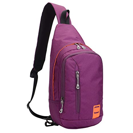 Lecxci Small Outdoor Chest Sling Shoulder Bag [Ultra-lightweight Waterproof Nylon] [Hiking Cycling Camping Travel] Sling Shoulder Chest Daypack Backpack Bag for Man/Women/College Teen Girls (Purple1)