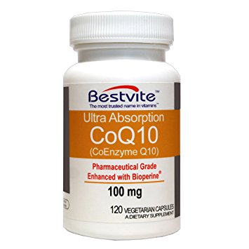 Coenzyme CoQ10 100mg (120 Vegetarian Capsules) Naturally Fermented, Enhanced with Bioperine