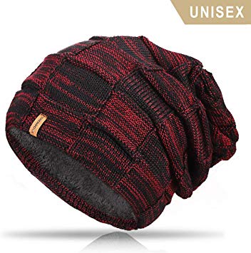 TRENDOUX Beanie Hat for Men, Winter Knit Hats with Warm Lining for Women - Acrylic Unisex Plain Skull Cap - Baggy Slouchy Toboggan Beanies