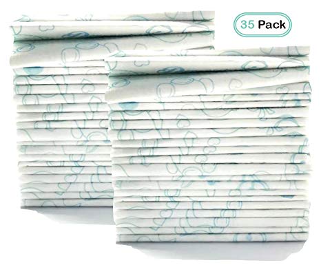 Dandelion Large Disposable Changing Pads for Baby Toddler - 35 Count - Sanitary Mats for Diaper Changing Tables - 100% Leak-Proof, Waterproof, Extra-Soft and Absorbent. Travel Friendly.
