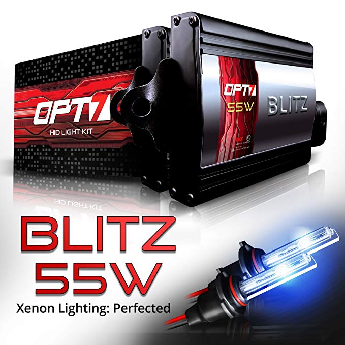OPT7 Blitz 55W H7 HID Kit - 5X Brighter - 4X Longer Life - All Bulb Colors and Sizes - 2 Yr Warranty [6000K Lightning Blue Xenon Light]