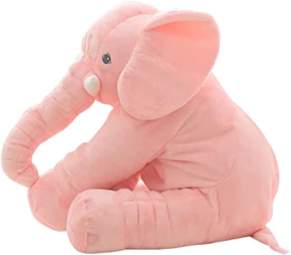 ikasus Elephant Plush Toy Cute Elephant Stuffed Animal Toy Fluffy Plushy Plushie Doll Soft Plush Cushion Plush Pillow Kawaii Plush Toy Gifts for Bedding, Kids Birthday, Valentine, Christmas 40CM Pink