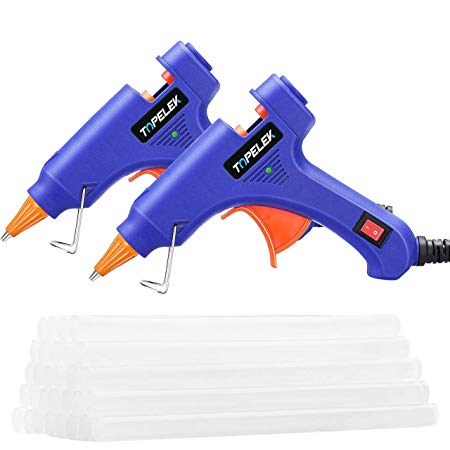 TOPELEK Mini Hot Melt Glue Gun 2 Pack with 30pcs Glue Sticks,Removable Anti-hot Cover Glue Gun Kit with Flexible Trigger for DIY Small Craft Projects & Sealing and Quick Daily Repairs, 20-watt