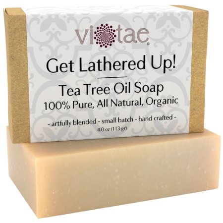 Certified Organic TEA TREE OIL Soap - by Vi-Taereg - 100 Pure All Natural Aromatherapy LUXURY Herbal Bar Soap - 4oz