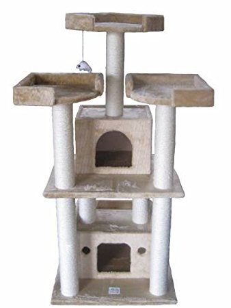 Go Pet Club 51" Tall Beige Cat Tree Furniture