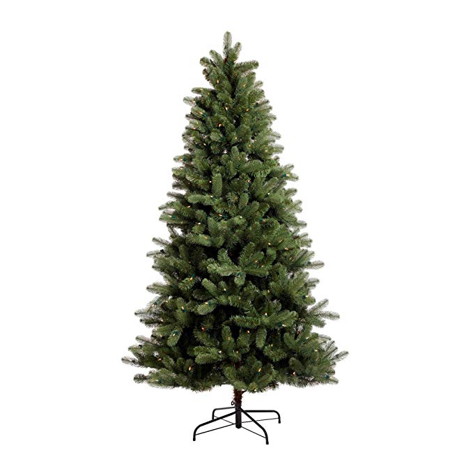 NOMA 6.5-Foot Pre-lit Christmas Tree with Lights | Hudson Spruce | 300 LED Bulbs | Clear Warm White Lights | 1125 Branch Tips
