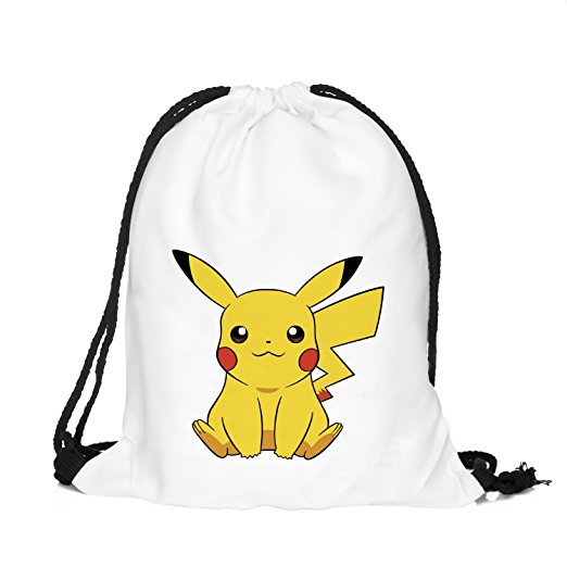 Orlesp Original Shoulder Bag Pumping Rope Backpack Pokemon Go! Pattern Printed Bundle Mouth Single Pocket