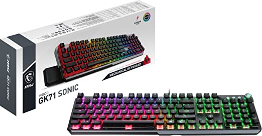 MSI Vigor GK71 Sonic Mechanical Gaming Keyboard, Per-Key RGB with Ergonomic Wrist Rest