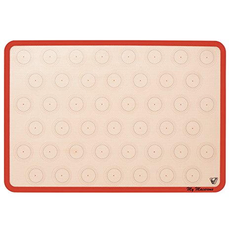Silicone Macaron Baking Mat - 2/3 Sheet Size (Thick & Large 19 2/3" x 13 1/2") - Non Stick Silicon Liner for Large Bake Pans, Trays & Rolling, Macaroon/Pastry/Cookie/Bun Making - Professional Grade
