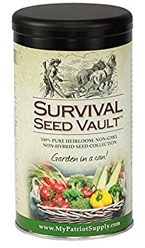 Survival Seed Vault Non-GMO Hardy Heirloom Seeds for Long-Term Emergency Storage – 20 Variety Pack in a Sturdy Can