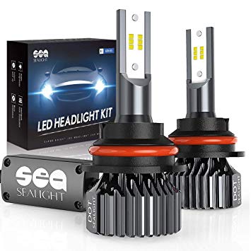 SEALIGHT 9007 HB5 led headlight bulbs Hi/Lo Beam,Smallest Size,Super Bright 12xCSP Chips Conversion Kit Dual beam Bulb 6000LM 6000K White(Pack of 2)