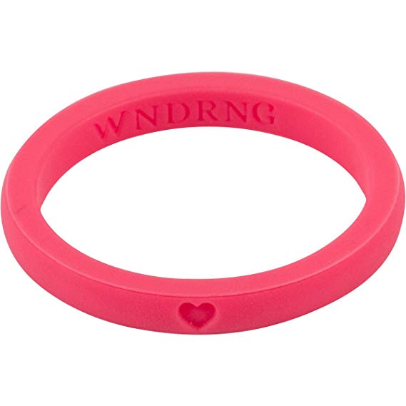 LearnFitFun Silicone Wedding Rings for Women. Thin Stackable Rubber Engagement Bands Single or Set of 10 Rings. Size 4-10 WNDRNG