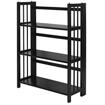 Casual Home 330-22 3-Shelf Folding Stackable Bookcase, 27.5" Wide, Black