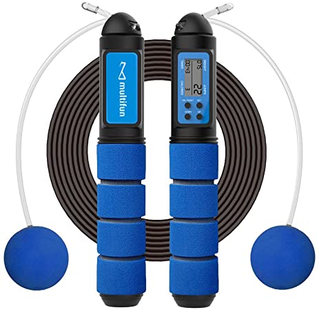 multifun Skipping Rope, Speed Jump Ropes with Counter for Adults Fitness, Adjustable Rope Workout Equipment for Men Women Kids, for Exercise Fat Burning Workout Home Jumping, Boxing, HIIT and MMA