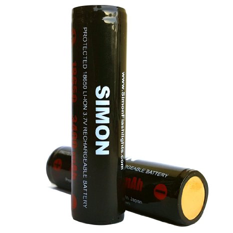 3400mAh TWO 18650 PROTECTED Panasonic 18650 Rechargeable Battery - High Performance - 37 Volt - Dual Protection For High Performance Flashlights