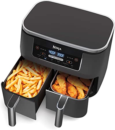 Ninja DZ201 Foodi 6-in-1 2-Basket Air Fryer with DualZone Technology, 8-Quart Capacity, and a Dark Grey Stainless Finish