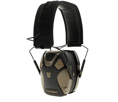 Caldwell E-Max Low Profile Electronic Hearing Protection with Sound Amplification 21-25 NRR - Adjustable Earmuffs for Shooting, Hunting and Range