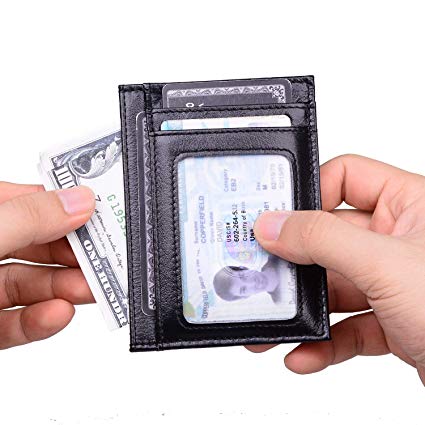 Jack&Chris Genuine Leather Credit Card Cases Card Holder Slim Wallet RFID Blocking Front Pocket Minimalist Wallet, JC6302