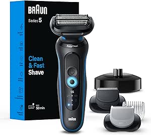 Braun Electric Shaver Kit for Men Series 5 5150cs, Wet & Dry Turbo Shaving Mode, German-engineered with Beard Trimmer, Body Groomer and Charging Stand