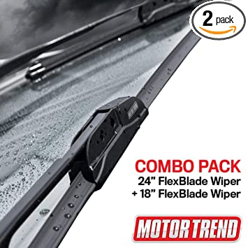 Motor Trend WP324318 FlexBlade Premium Beam Wiper Blade – 50% Longer Life, High-Grade Natural Rubber, 45 Degree Precision Cut (18 inch + 24 inch), 2 Pack