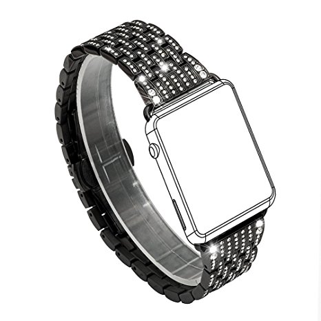 For Apple Watch Band, Wearlizer Crystal Rhinestone Diamond Watch Band Luxury Stainless Steel Bracelet Strap Watch Bands for Apple Watch