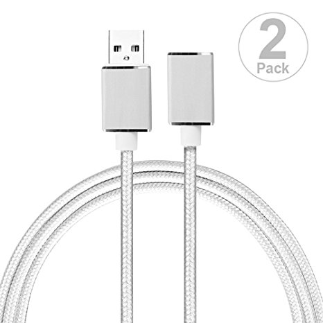 Vogek USB 3.0 Extension Cable with Aluminum Connectors, 3.3 Feet (2 Pack) - Silver