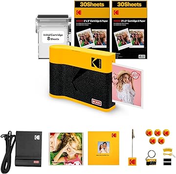 KODAK Mini 3 ERA 4PASS Portable Photo Printer (Yellow, Mini 3 ERA, Printer   68 Sheets   Accessories)