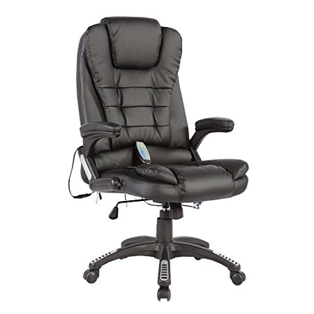 Murtisol Ergonomic Massage Gaming Chair, Leather Executive Heated Office Chair, adjustable high back Chair BLACK