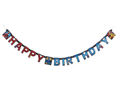 American Greetings Power Rangers Ninja Steel Birthday party Banner, Black, 91"