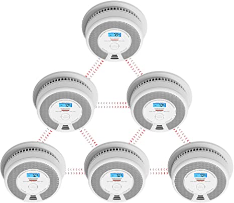 X-Sense Wireless Interconnected Combination Smoke Alarm and Carbon Monoxide Detector with LCD Display & 10-Year Battery, SC07-W, 6-Pack