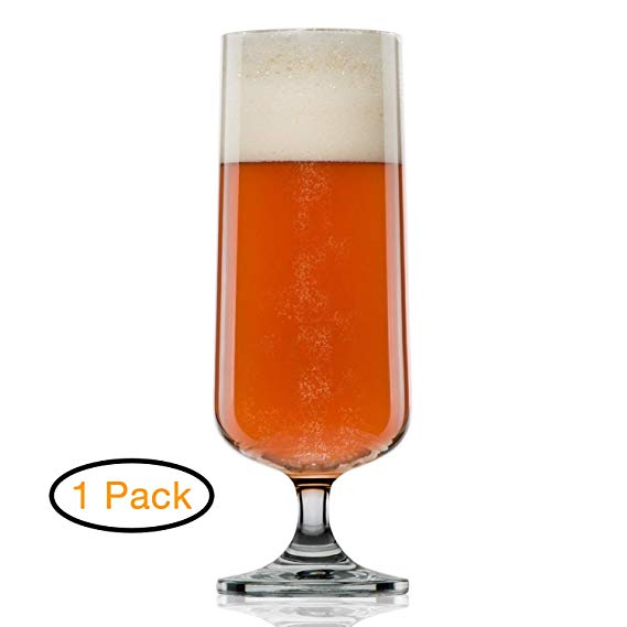 Craft Beer Glass- Pilsner Glass- Nucleated for Better Head Retention, Aroma and Flavor - Handsomely Designed, Crystal 18 oz Craft Beer Glass for Beer Drinking Enhancement - Gift Idea for Men- (1 Pack)